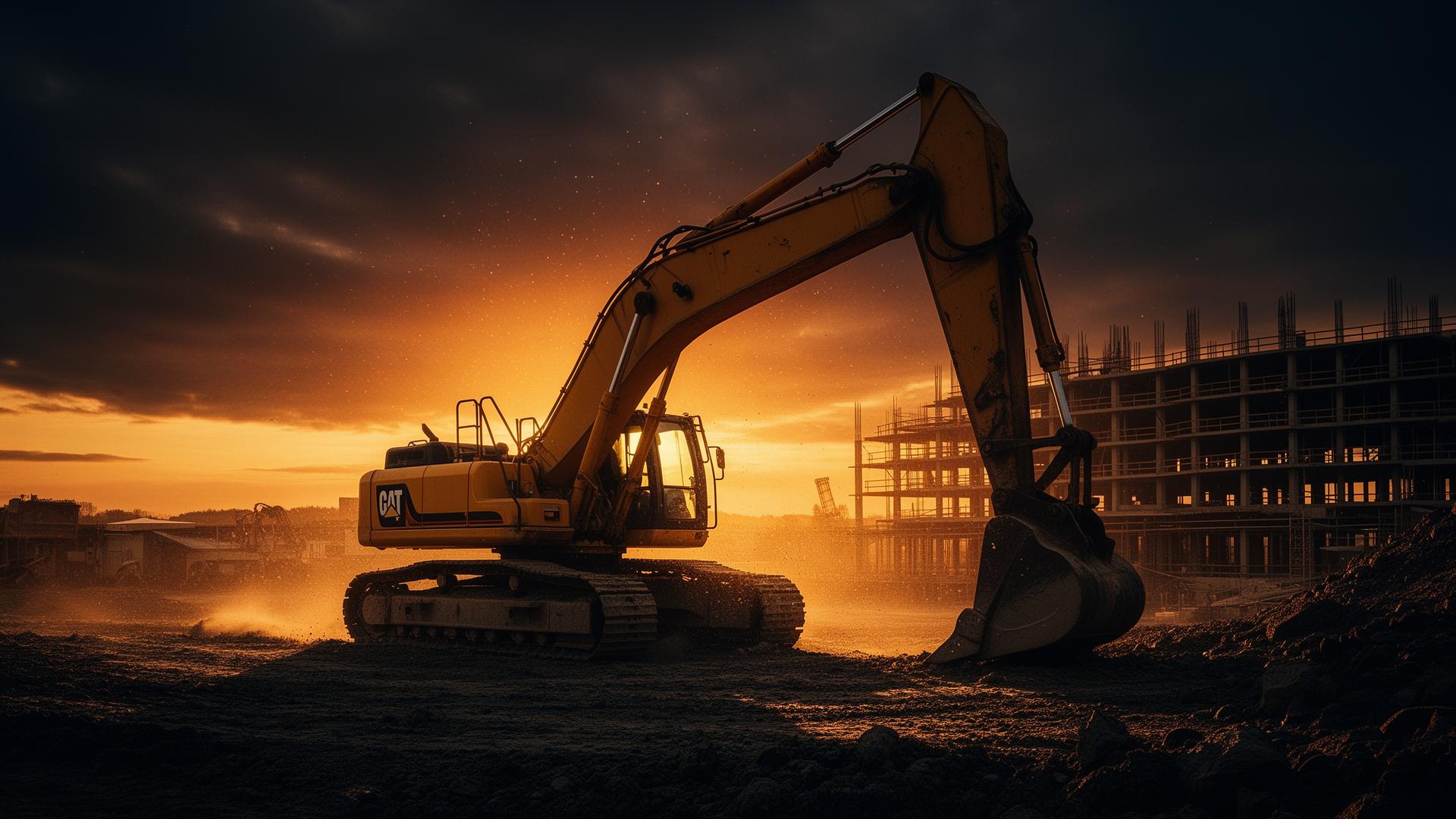 Excavator at sunset